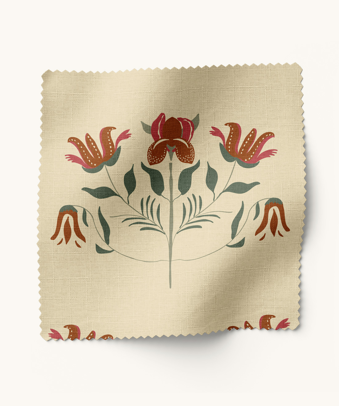 Pink Lotus Fabric Pink Lotus Fabric • Gray Benko • Cinnamon • Swatch