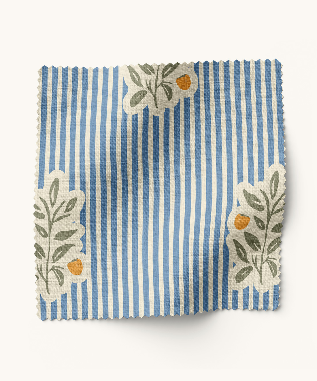 Piper Noooo Fabric Piper Noooo Fabric • Gray Benko • Blue & Orange • Swatch