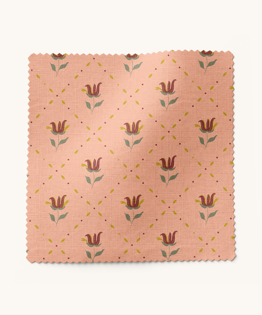Tiny Trellis Fabric Tiny Trellis Fabric • Gray Benko • Peach • Swatch