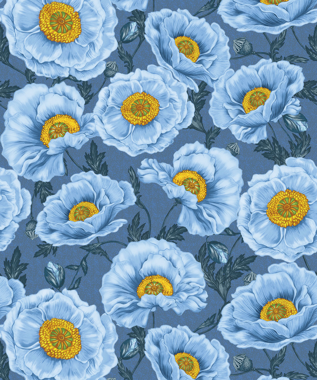 Papaver Wallpaper • Kingdom Home • Chalk Indigo • Swatch